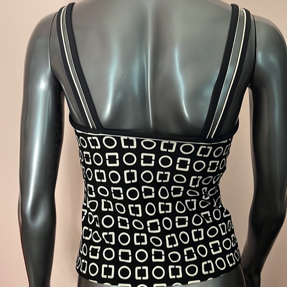 Jamaica Bay B&W Geometric Print Extra Support Tankini Top size 10D - Picture 2 of 5
